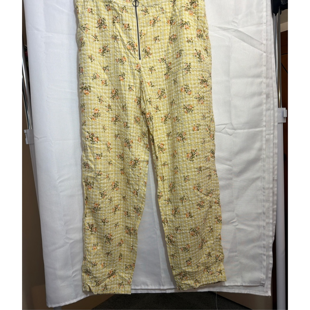 Women's RVCA Floral Gingham High Waist Pants Cottagecore Boho Festival Summer 30 - Picture 2 of 7